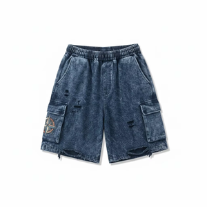 Conjunto de Verano de Dos Piezas para Hombre, Camiseta y Pantalones Cortos Casuales de Poliéster/Algodón Transpirable, con Logotipo Frontal Impreso por Transferencia Térmica - Product Image 4