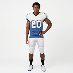 Uniforme de football américain personnalisé blanc et bleu royal – Maillot et pantalon de football sublimés – Fabricant de vêtements d'équipe OEM - Product Image 1