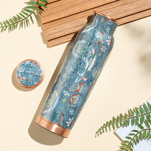 <b>Copper</b> Water <b>Bottle</b> | Printed <b>Copper</b> <b>Bottle</b> | Designer <b>Copper</b> Water <b>Bottle</b> | Decorative <b>Copper</b> <b>Drinking</b> <b>Bottle</b> with Cap - Product Image 2