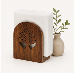 Wooden Eco-Friendly Rectangle Napkin Holder Mixed Hardwood Striped Design Tissue <b>Paper</b> Stand for <b>Kitchen</b> Dining Table Home Decor - Product Image 1