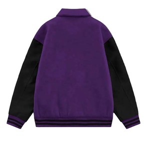 Veste universitaire style collège à col roulé et fermeture boutonnée, manches en laine, style streetwear, réversible, pour homme, 2025 - Product Image 4