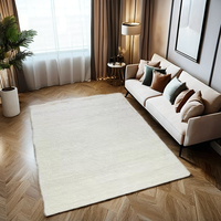 Handmade Wool Braided Loop Pile Carpet Rug Non-Slip White Choti Pattern for Home Living Room & Prayer Use