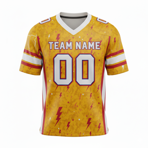 Maillot d'entraînement de football américain personnalisé pour adultes, manches courtes, respirant, option grande taille, 100 % polyester, col en V - Product Image 4