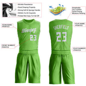 Ensemble de maillots de basket-ball personnalisés pour adultes, uniforme de sport sans manches, vert, nom de l'équipe, numéro imprimé, kit de shorts XL, 100% Polyester - Product Image 2
