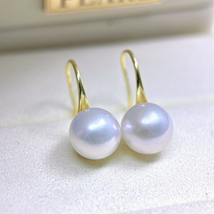 Boucles d'oreilles pendantes en argent pur S925, style boutique, avec perles naturelles de 8-9 mm en lin d'eau de mer, gris argenté et bleu éclatant - Product Image 2