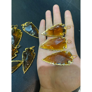 Brown Colour Electroplated Handmade Gemstone Arrowhead Figurine Fashion Trends Colourful Unisex <b>Mascot</b> Theme - Product Image 4