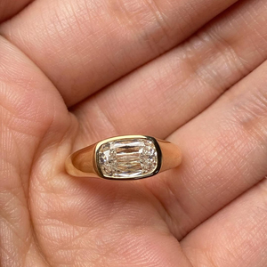 2 Carat Cushion Cut Lab Grown Diamond Bezel Set Signet <b>Ring</b> IGI Certified D E VVS VS <b>Solitaire</b> Custom Gold Engagement <b>Ring</b> - Product Image 1