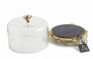 Assiette à gâteau ronde haut de gamme avec couvercle en verre, design floral, style glamour, pour servir des desserts lors de fêtes, dans les cuisines, les restaurants et les mariages - Product Image 3