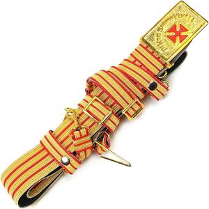 Ceinture rayée faite à la main avec emblème croix, boucle dorée, accessoire de décoration textile, type de tissu : simili cuir - Product Image 2