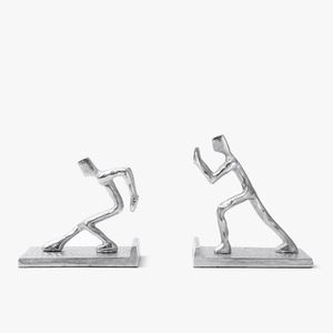 Modern design cast aluminum shiny nickel plated Human Figurine Bookends Decorative <b>Book</b> Holder Home Shelf <b>Decor</b> customization - Product Image 1