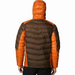 Chaqueta Acolchada con Capucha para Hombre, Color Marrón Naranja, con Cuello Alto, Cierre de Cremallera Transpirable, Relleno de Plumón, Resistente al Viento, para Uso Casual de Invierno - Product Image 3