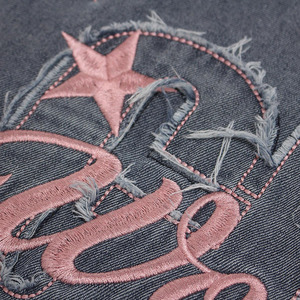 T-shirt en jean délavé vintage d'été pour homme, manches courtes, appliqué dégradé, streetwear, coupe ample oversize, coton et polyester froissé - Product Image 4
