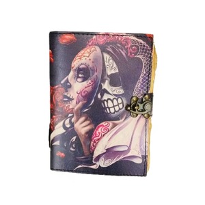 Diario de Cuero con Diseño de Calavera, Impresión Vintage Hecha a Mano, Encuadernado Térmico, Cuaderno de Escritura, Regalo Personalizado Único para Hombres y Mujeres - Product Image 5