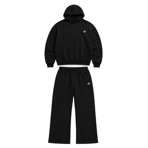 Ensemble sweat à capuche et jogging surdimensionné pour homme avec broderie intégrale, style streetwear Y2K personnalisé, vente en gros directe usine - Product Image 2