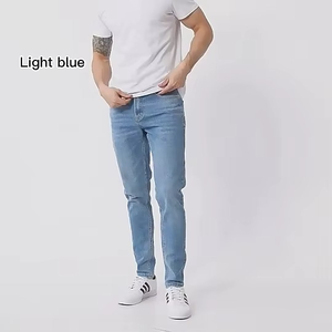 Wholesale Men's Casual Mid Waist Light Wash Breathable Woven Cotton Straight-leg <b>Denim</b> Jeans - Product Image 6