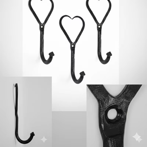 Crochets muraux décoratifs en fer forgé classique en forme de cœur, porte-manteaux, crochets à serviettes en fer noir découpés et imprimés pour la décoration intérieure - Product Image 2