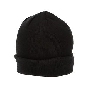 Unisex Solid Black <b>Beanie</b> <b>Hat</b> 100% Acrylic Knit Winter Cap Casual Style for Adults 56-58CM Head Circumference - Product Image 2