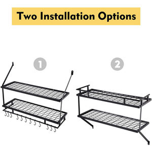 Support mural double niveau multifonctionnel en fer pour cuisine commerciale, idéal pour le stockage en gros, construction robuste - Product Image 1