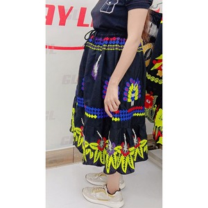 Women Floral Embroidery <b>Long</b> <b>Skirt</b> Boho Ethnic Style Elastic Waist Colorful Summer <b>Skirt</b> - Product Image 5