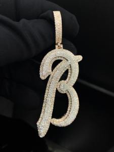 Pendentif Lettre B Infinity Halo Personnalisé Ice Legacy en Acier Inoxydable Plaqué Argent avec Cristaux et Strass Style Hiphop - Product Image 4