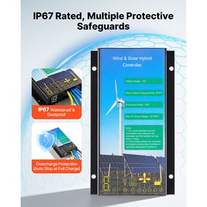Kit générateur éolien 800W 12V à 5 pales avec contrôleur solaire hybride, aimant permanent triphasé efficace pour usage domestique - Product Image 5