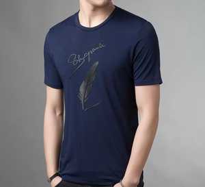 <b>Men's</b> Short Sleeve O-Neck T-Shirt With Print Slim Fit Casual Wear Knitted 100% Cotton Breathable Front Logo - Product Image 2