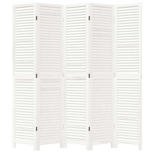Separador de ambientes y biombo de 5 paneles de madera maciza de Paulownia blanca - Product Image 4