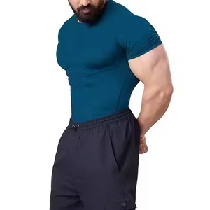 Manufacturer Shortsleeves Gym Wear Compression T-shirt Pullover Style Solid Stretchable OEM Service Activewear T-Shirt for <b>men</b> - Product Image 4