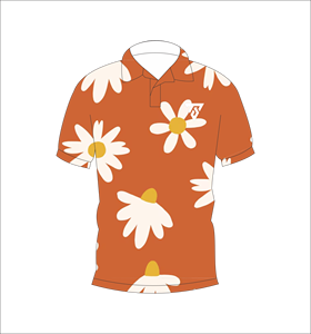 Men’s <b>Orange</b> Daisy Floral Print <b>Polo</b> Shirt Short Sleeve Casual Summer Fashion Tee - Product Image 4