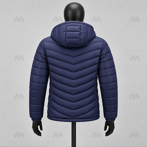 Chaqueta Acolchada con Capucha para Hombre, Cuello Alto, 100% Nailon, Tela de Lona, Color Liso, Ligera, Transpirable, Rellena de Algodón, Cierre Frontal con Cremallera - Product Image 2