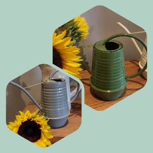 Cream Metal Watering Can with Dried Flowers Indoor Decor Vase <b>Garden</b> Accent Plant Container water can Metal eco-friendly water - Product Image 3
