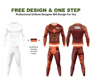 Vêtements de compression respirants pour hommes, vente en gros directe d'usine, design personnalisé, impression numérique par transfert thermique, ensemble de rashguard MMA - Product Image 2