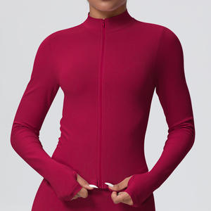 Custom Logo Lightweight Breathable Plus Size Athletic Fitness <b>Yoga</b> Top Long Sleeve Zipped <b>Jacket</b> Women Four-Way Stretch Sports - Product Image 5