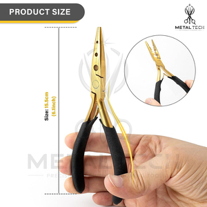 Pinzas Profesionales para Remover Extensiones de Cabello con Acabado Dorado, 3 Orificios, Agarre Ergonómico Acolchado, Herramienta para Remover Microperlas y Queratina - Product Image 3