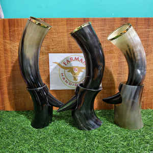 Corne à boire viking artisanale de qualité supérieure avec support en corne, vaisselle médiévale rustique pour bière, au meilleur prix - Product Image 4