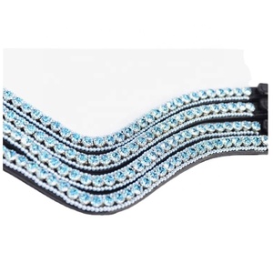 100% banda de cejas de caballo ecuestre de cuero genuino diseño personalizado con cristal Swarovski duradero Fabricante Mayorista - Product Image 1