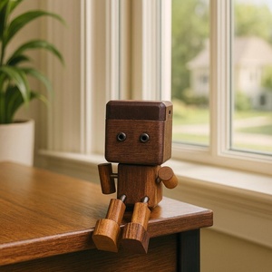 Figura de Robot de Madera Hecha a Mano – Linda Figura con Patas Móviles para Escritorio, Decoración para el Tablero del Auto, Regalo Minimalista para el Hogar y la Oficina - Product Image 2