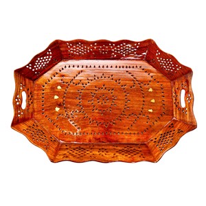 ตะกร้าใส่ขนมปังไม้ชีแชมงานฝีมือสุดหรู พร้อมลายทองเหลือง - ขายส่ง - Product Image 1