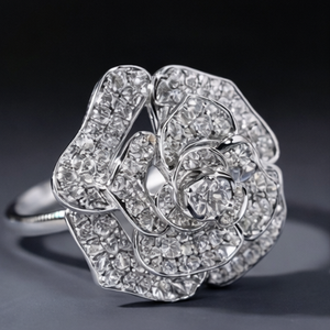 Rose Shaped Natural Diamond Gold Plated <b>Ring</b> High-Grade Luxury Unisex Customizable for Wedding & Anniversary - Product Image 4