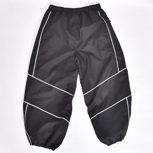 Pantalones de nieve negros con ribetes reflectantes, impermeables y resistentes al viento con forro polar, ajuste holgado y dobladillo elástico para aventuras en la nieve - Product Image 1