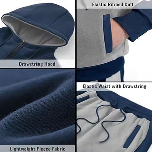 Chándales de invierno para hombre, de manga larga, con capucha, ajustados, transpirables, resistentes al viento, de talla grande, estampados, 100% algodón - Product Image 5