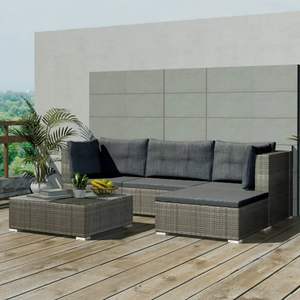 Conjunto de Muebles de Jardín Modulares Medianos de Ratán PE Gris - Product Image 1