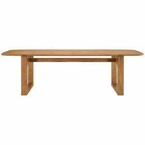 Mesa de Comedor Minimalista de Madera de Teca Sólida, Base con Marco de Portal, Forma Rectangular, Duradera y Ecológica para Uso en Hogar, Restaurante y Hotel - Product Image 1
