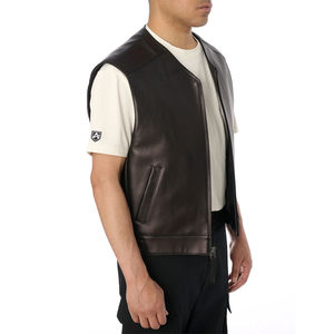 High Quality Men's <b>Leather</b> <b>Jacket</b> with Stand Collar Canvas Fabric Full Zipper Closure-Wholesale Top Selling Windproof Waterproof - Product Image 5