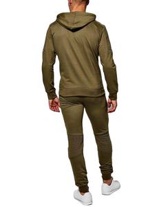 Vente en gros en vrac bon marché OEM survêtement de haute qualité pour hommes en polaire épaisse 2 pièces sweats à capuche respirants unis avec fermeture éclair pour hommes - Product Image 1