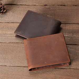<b>Men's</b> Genuine Leather Slim <b>Wallet</b> With Striped Lining Fold Closure Card Holder Short Length Minimalist Design - Product Image 3