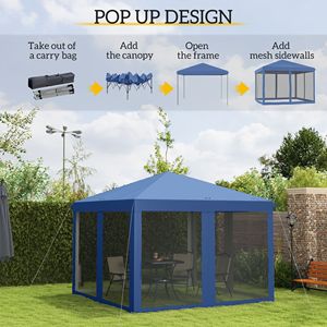 Gazebo Istantaneo 10x10 per Esterni con Zanzariera e Borsa per il Trasporto, Tenda Pop-up Regolabile in Altezza - Product Image 4