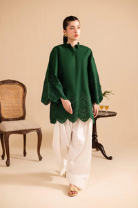 Kurta Kurti en coton brodé vert pour femmes, vêtements ethniques traditionnels amples, style Inde Pakistan, toutes saisons, décontracté - Product Image 3