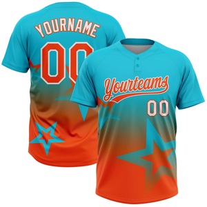 เสื้อซอฟต์บอลแบบซับลิเมชั่นขายดีที่สุด ผลิตจากโพลีเอสเตอร์ 100% ผ้าตาข่ายแบบ Bird Eye คอวี  รับสกรีนโลโก้ ชื่อทีม เบอร์นักกีฬา เสื้อกีฬา - Product Image 1