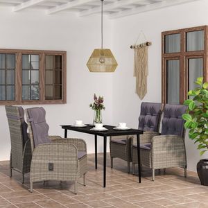 Set da pranzo Patio 5 pezzi grigio e nero con comodi cuscini per mangiare in giardino - Product Image 1